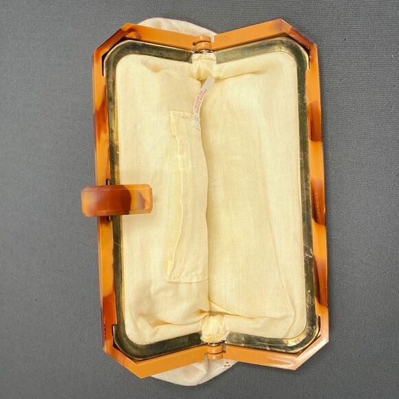 VTG 70s Eyelet Clutch Handbag Womens Ivory Boho Hippie Cottagecore Pockets Retro - Picture 7 of 12